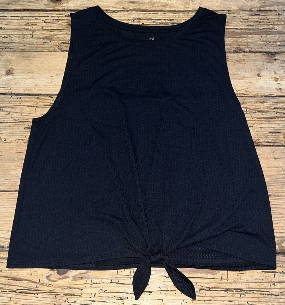 Gap Fat Breathe Women’s Size M Black Knot Front Sleeveless Athletic Tank NWOT